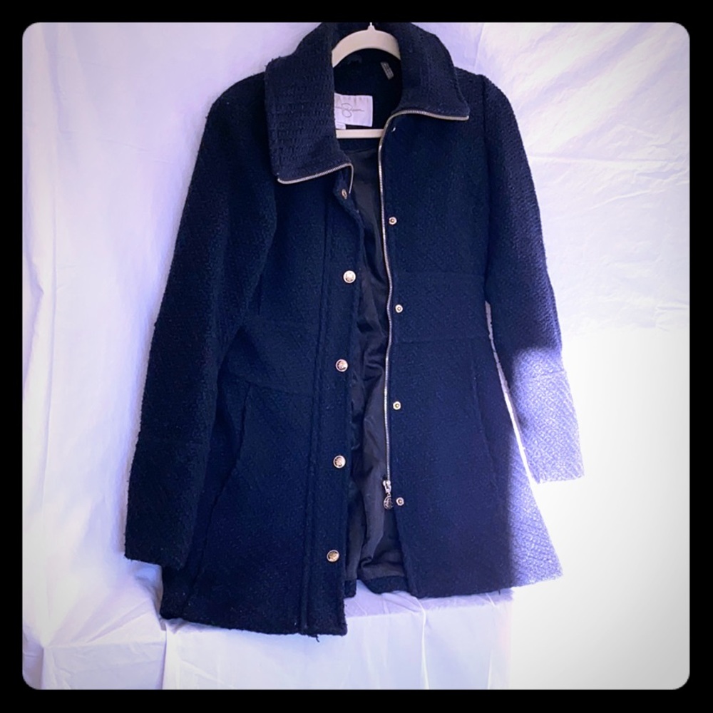 Jessica Simpson pea coat navy black blend